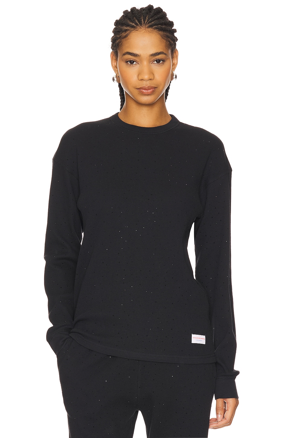 Hotfix Waffle Crewneck Long Sleeve Tee