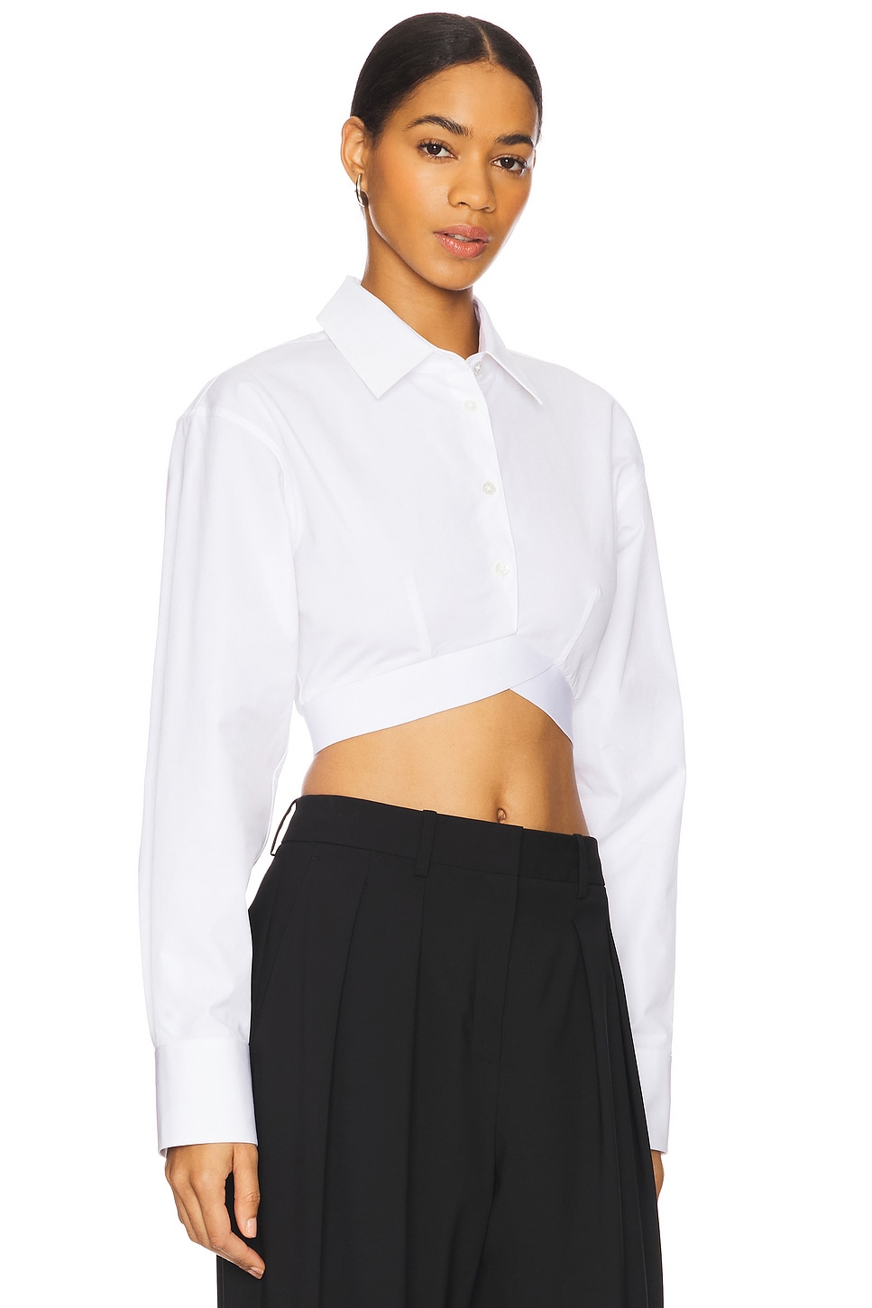 Alexander Wang ホワイト ロゴ クロップドプルオーバー Alexander Wang - Cropped Shirt With White Logo Elastic | Plush