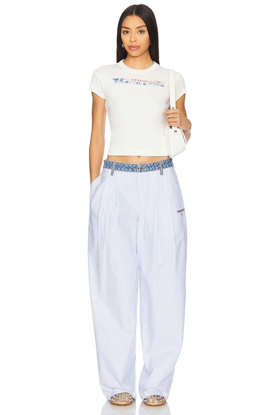 Alexander Wang Graphic Baby Tee in Vintage White | REVOLVE
