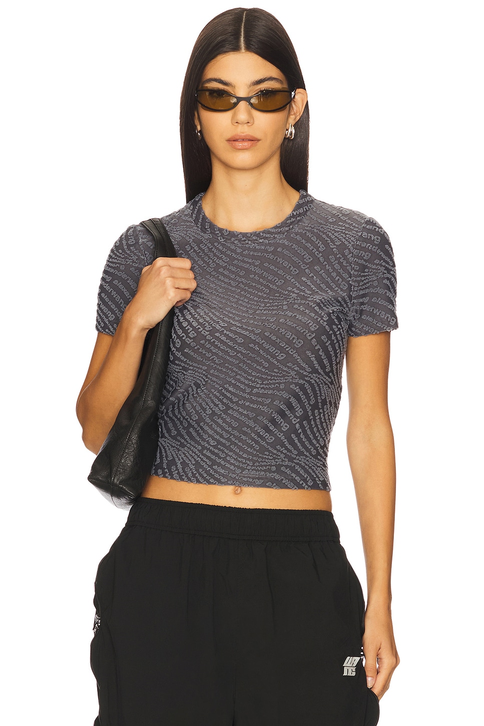 Alexander Wang Jacquard Logo Baby Tee in Graphite | REVOLVE
