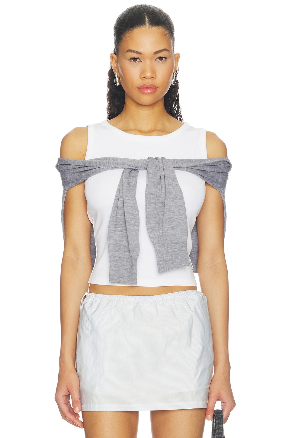 Pre-styled Tank Top With Draped Cardigan