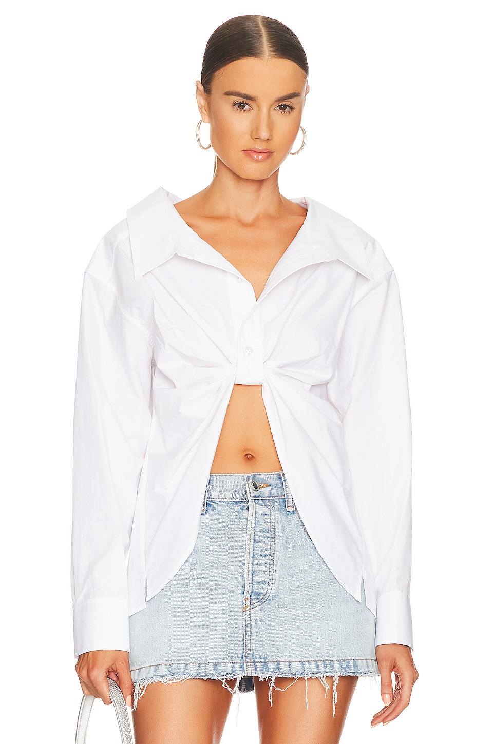 Alexander Wang Butterfly Pull Up Button Down Shirt in White | REVOLVE