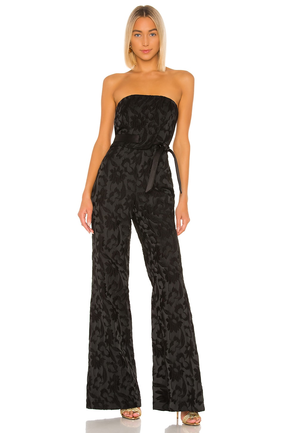 Alexis Venetia Jumpsuit in Black Floral Jacquard | REVOLVE