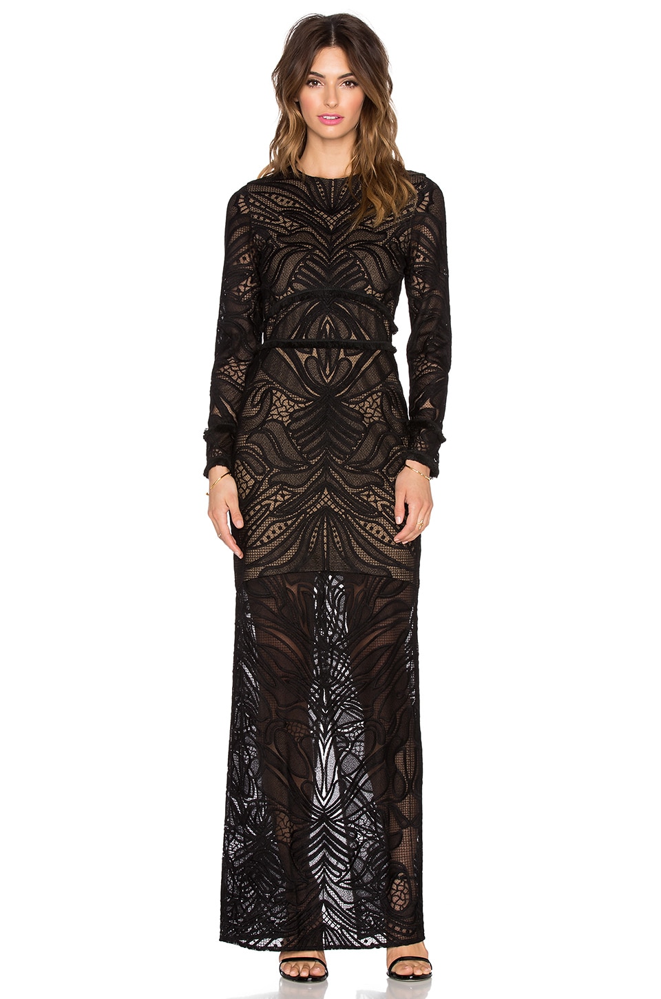 Alexis Kassidy Fringe Lace Dress in Black Lace | REVOLVE