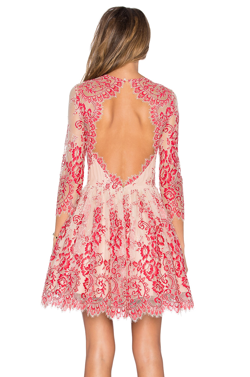 Alexis Bella Mini Dress in Red Lace