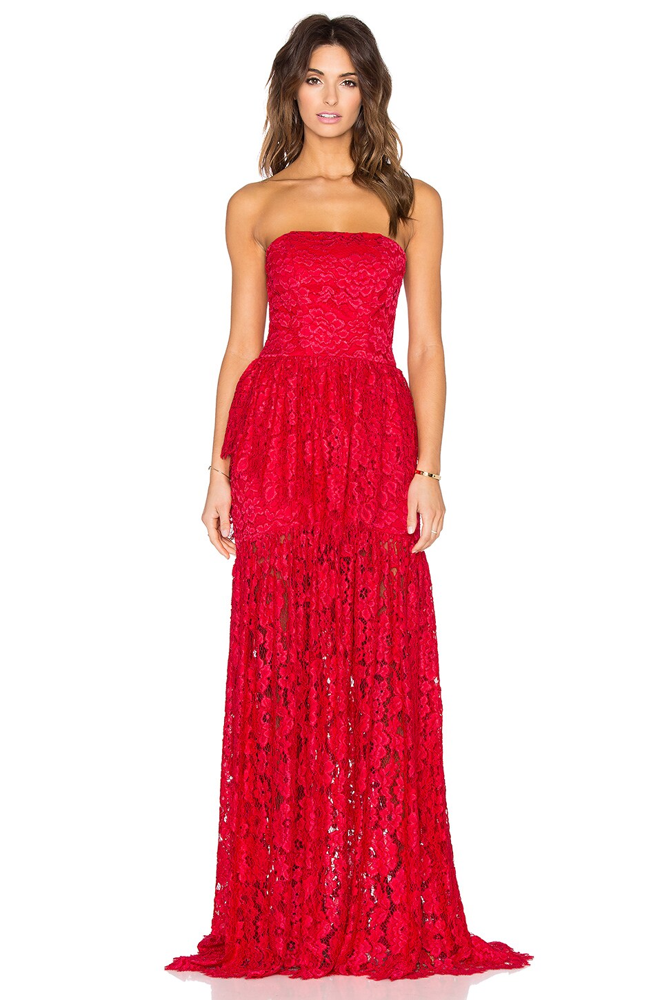 red maxi lace dress