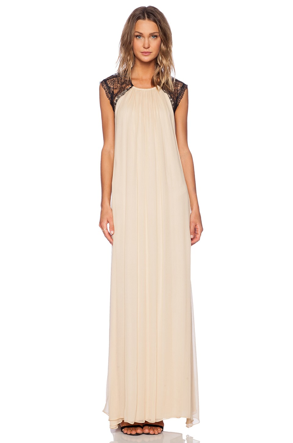 Alexis Gela Open Back Gown in Nude