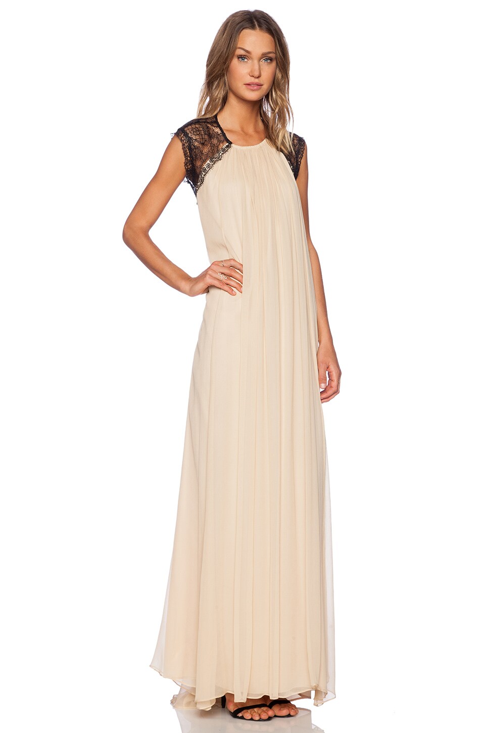 Alexis Gela Open Back Gown in Nude