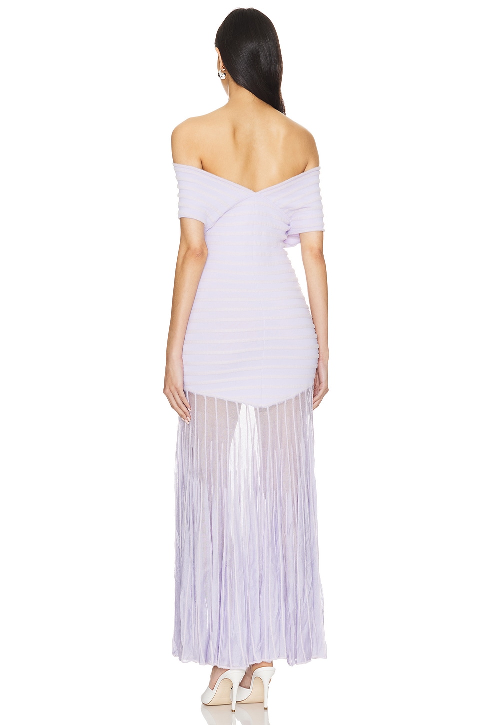 alexis marce off the shoulder pleated knit maxi dress - bridal party dresses