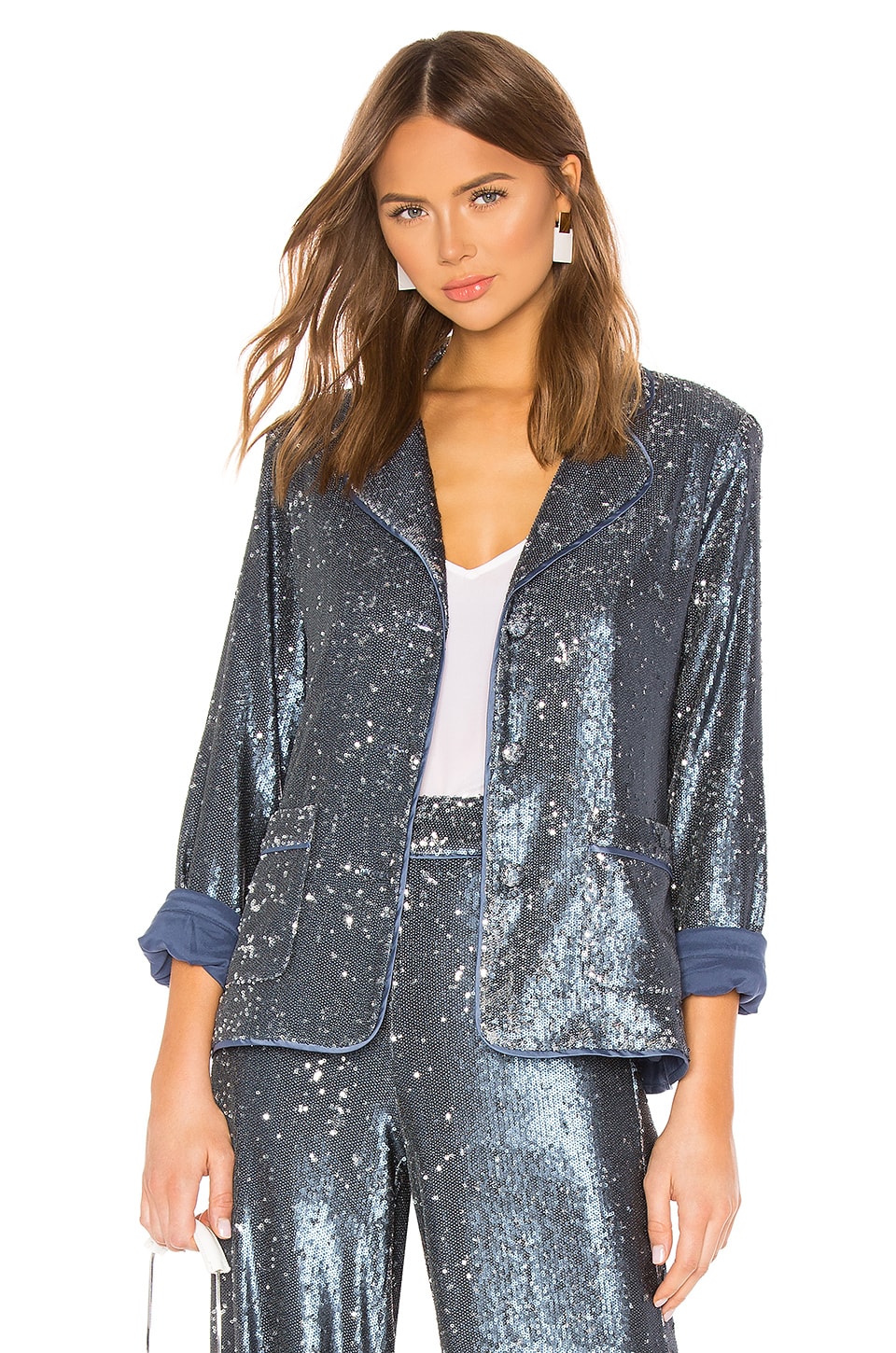 Alexis Ripley Jacket in Marine Blue Sequins | REVOLVE