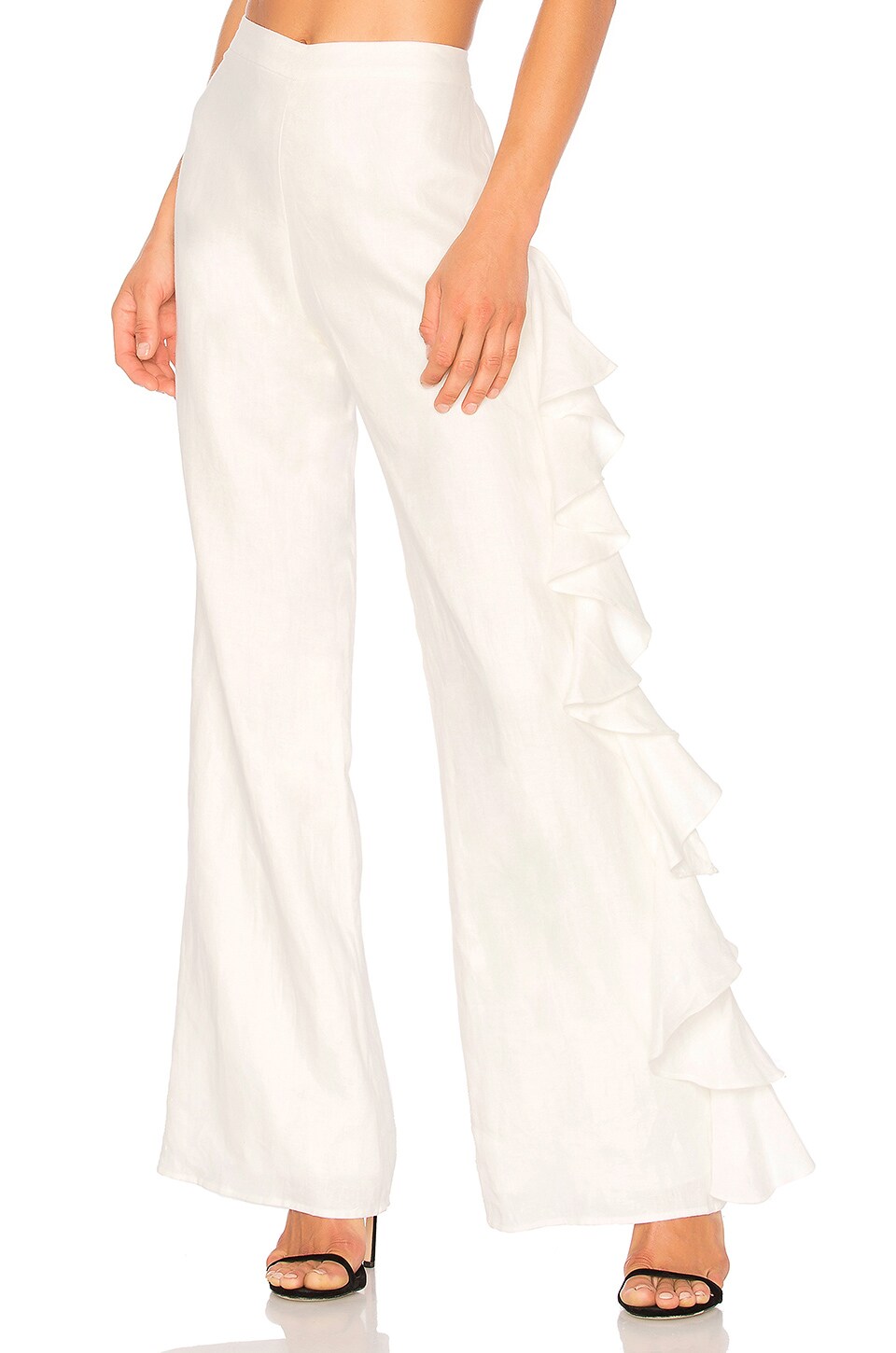 ALEXIS Makensie Ruffle Cotton Pants in White | ModeSens