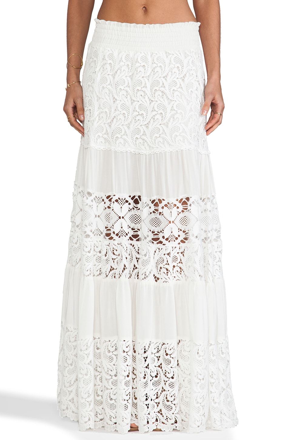 white crochet maxi skirt