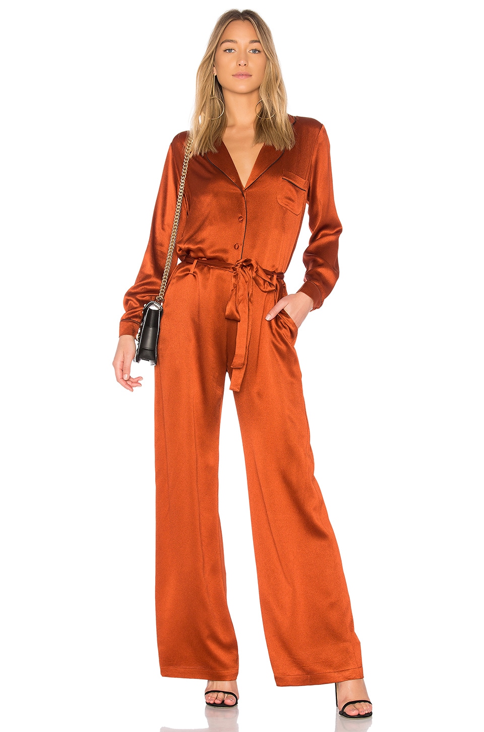 rust satin jumpsuit