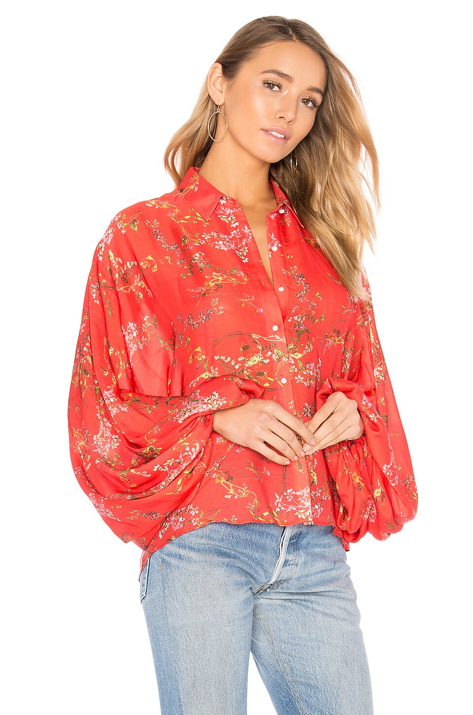 ALEXIS Nicolette Blooming BatwingSleeve Blouse, Red ModeSens