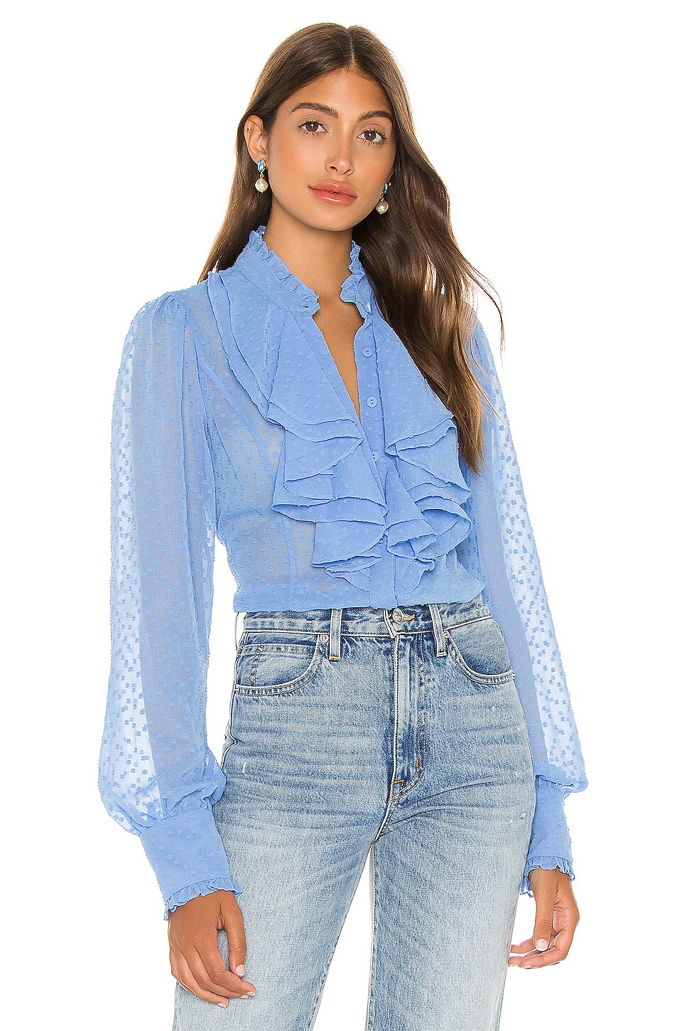 Alexis Benham Top in Blue Lace Embroidery | REVOLVE