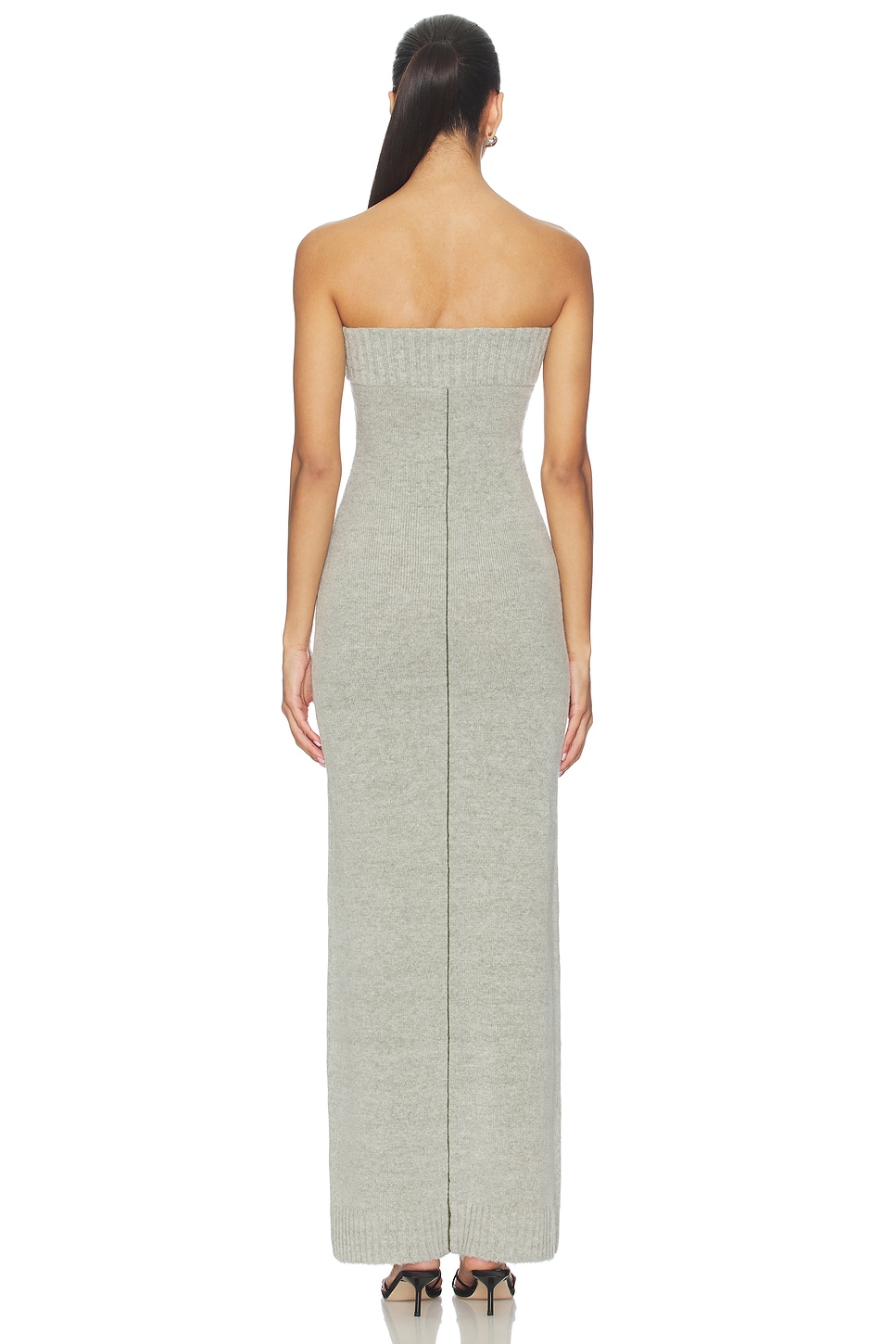 grey strapless maxi dress Collar Detail Strapless Maxi Dress Grey