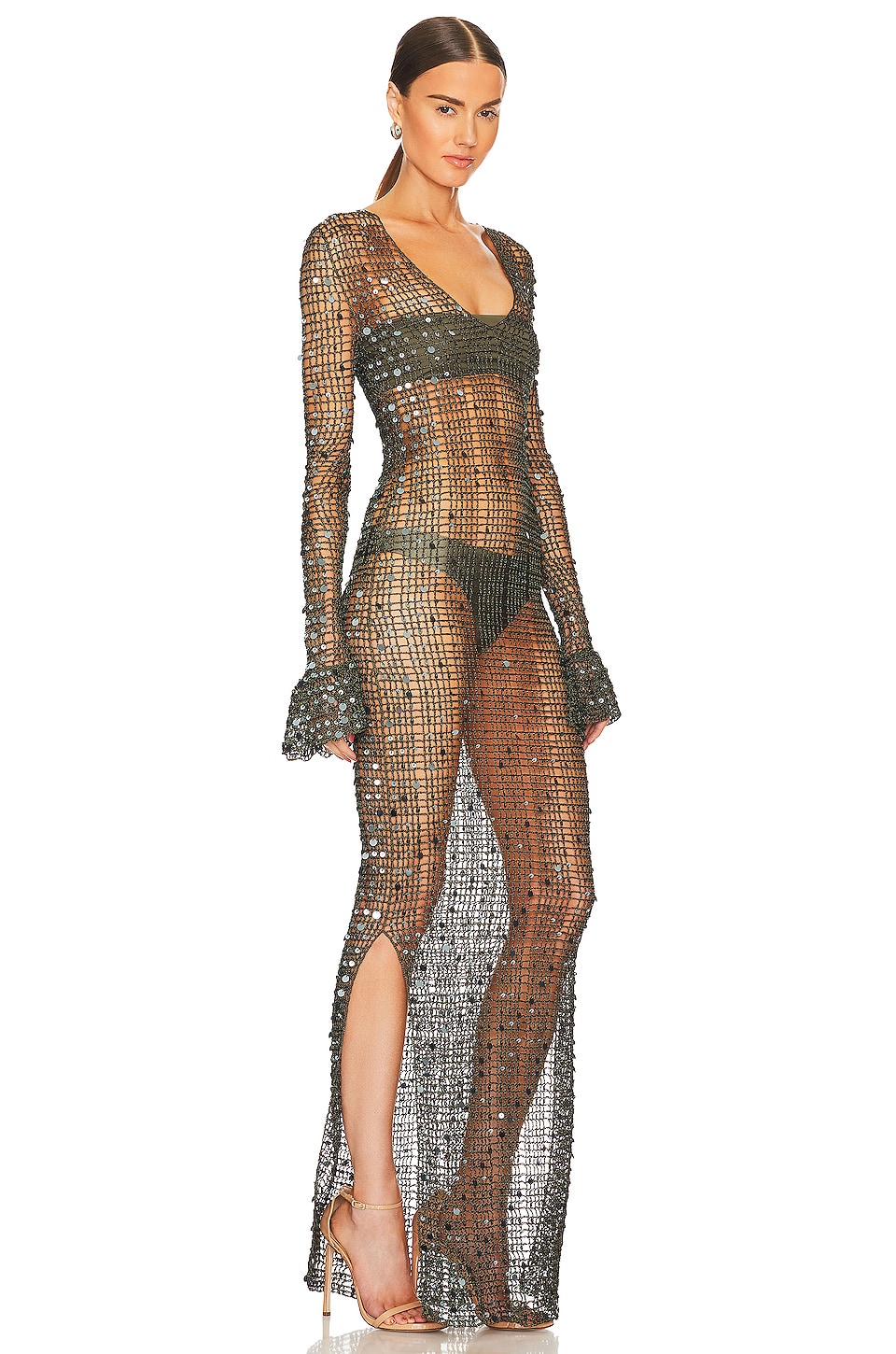 Aya Muse x REVOLVE Crochet Maxi Dress in Olive Green