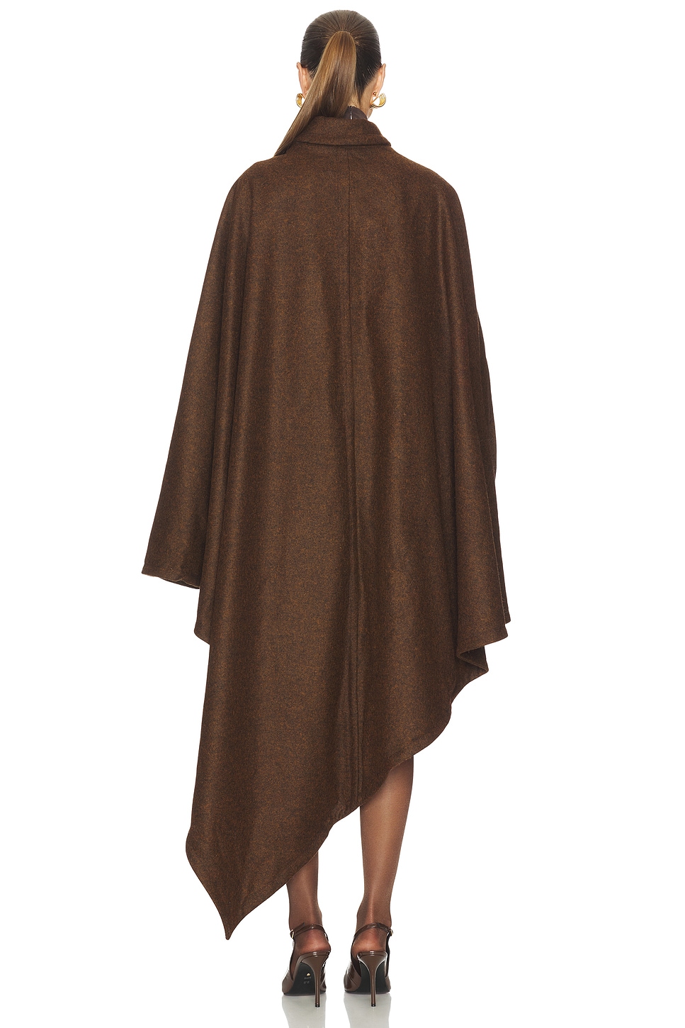 Aya Muse Rhea Cape Coat in Dark Chocolate | REVOLVE