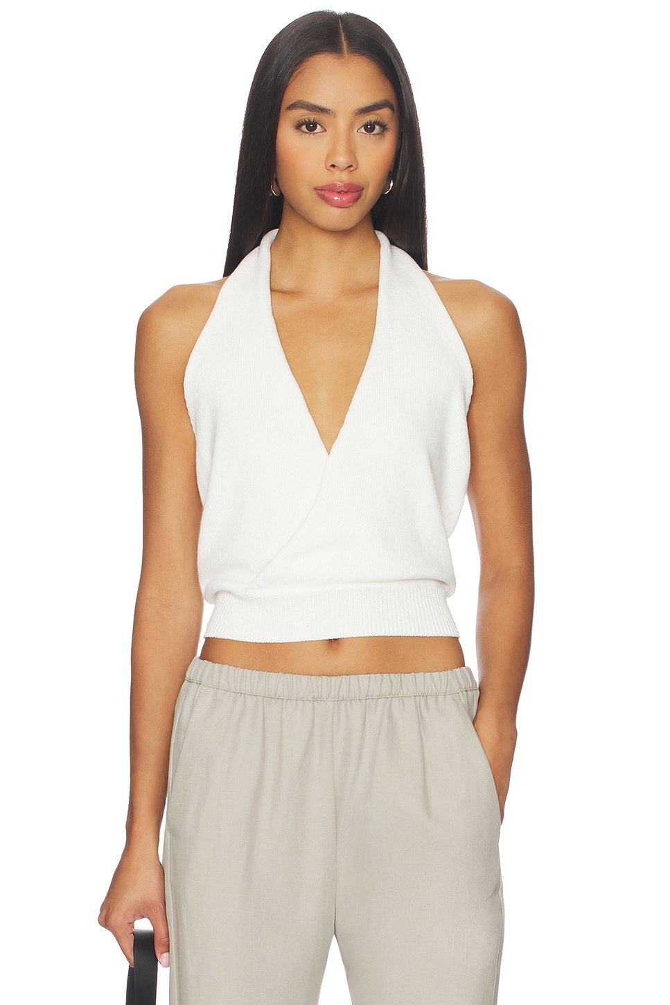Aya Muse Knit Halter Top in White | REVOLVE