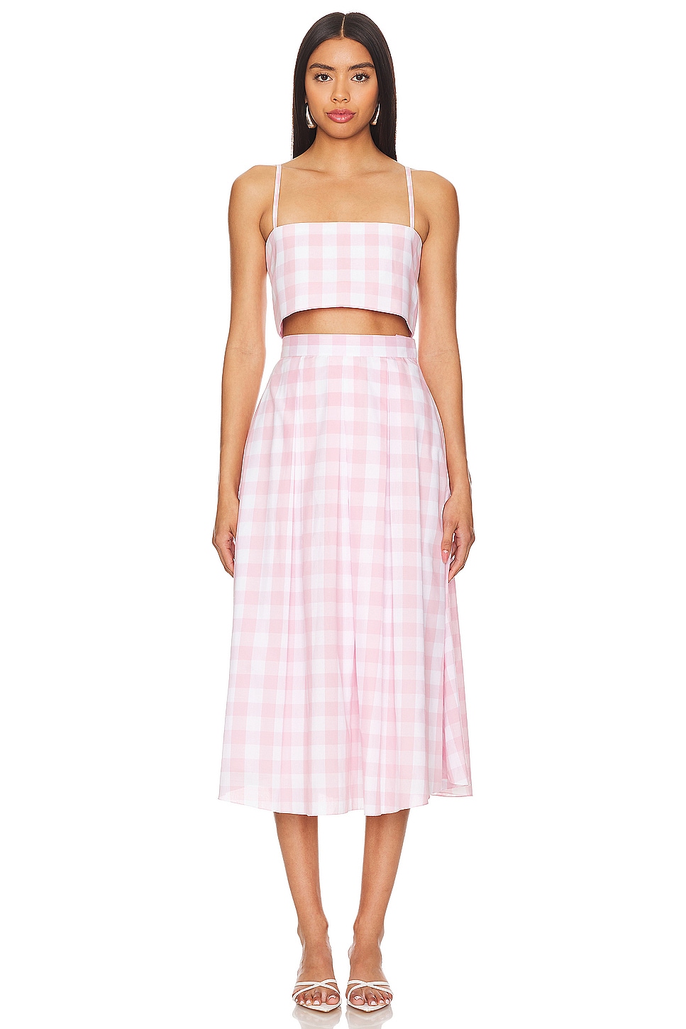 Azeeza Sheridan Skirt in Tea Pink Gingham | REVOLVE