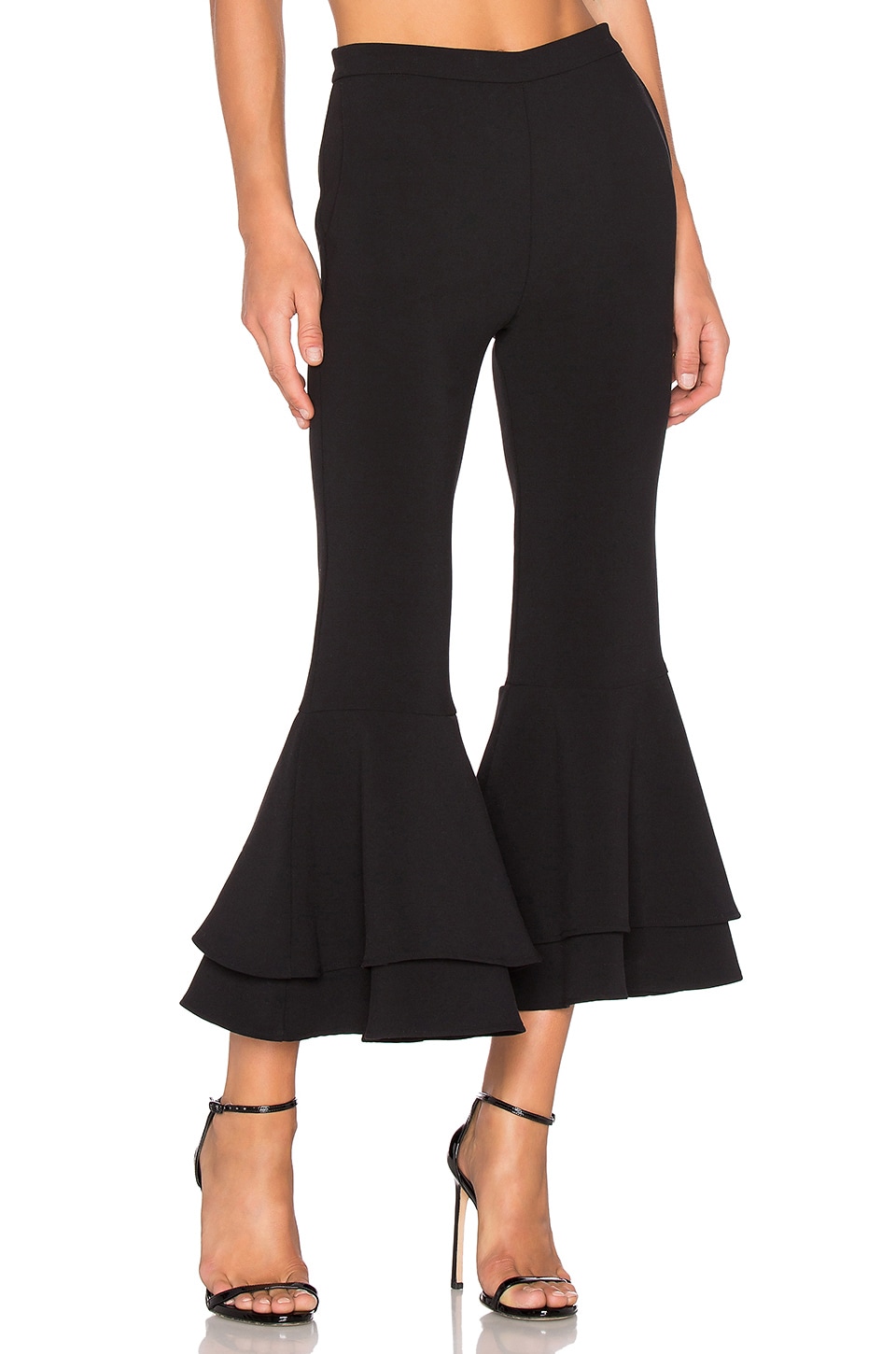 Backstage x REVOLVE Supafly Crop Double Ruffle Pant in Black | REVOLVE