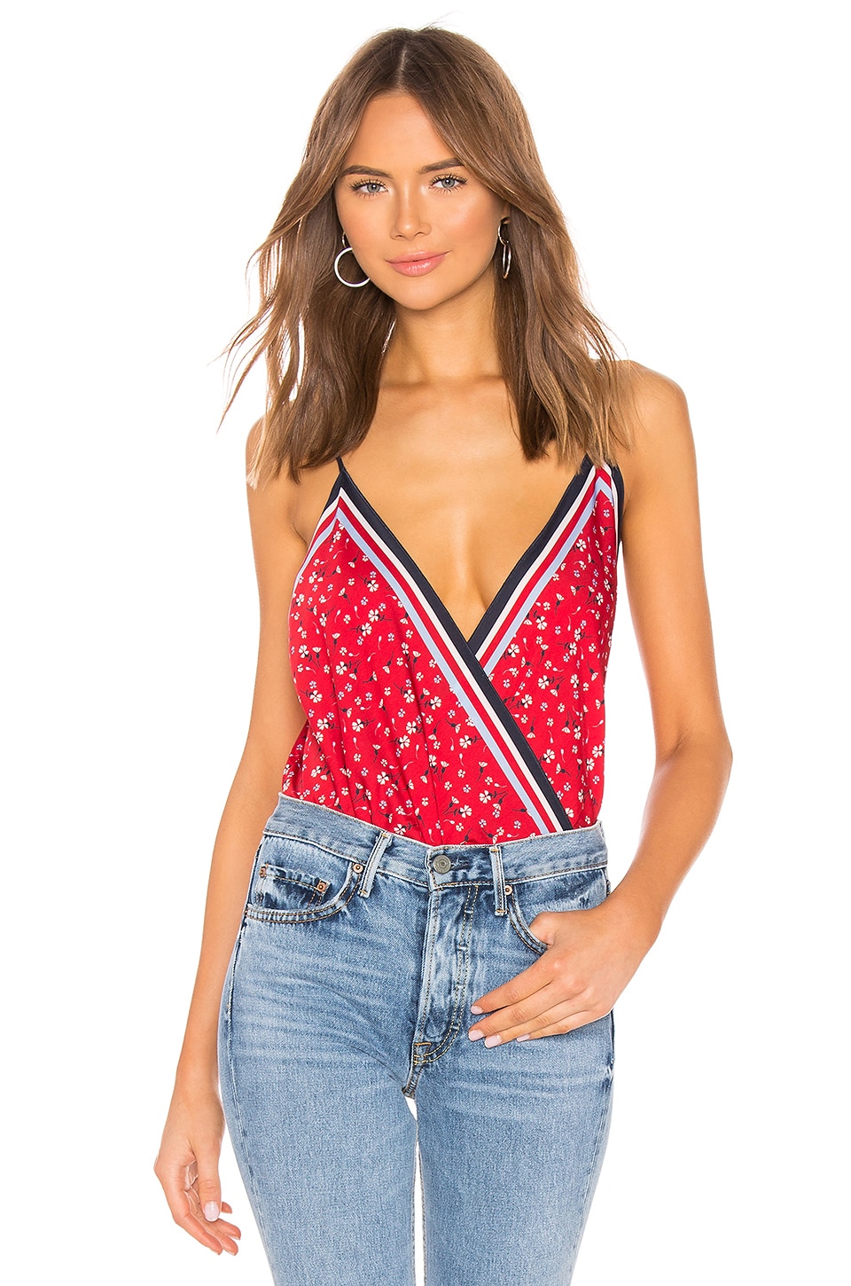Bailey44 Tops BAILEY 44 TETE A TETE FLORAL PRINT TOP IN RED.