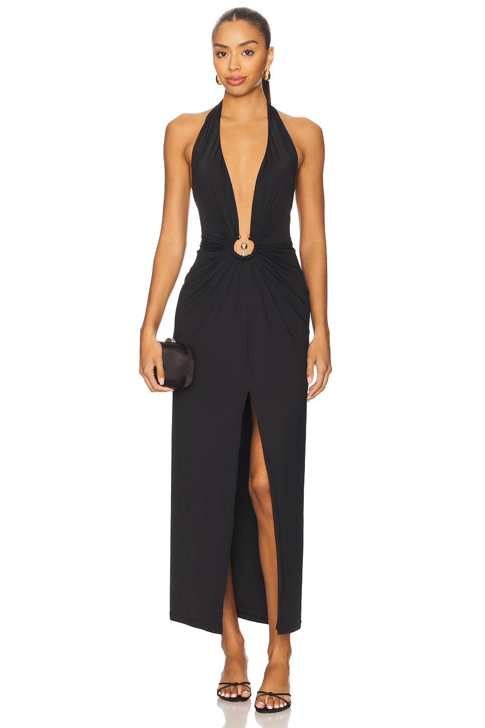 knee length dresses for ladies Women's Luna Pegged Strappy Polyester Midi Dress S/M/L Black Mean Blvd S / Black