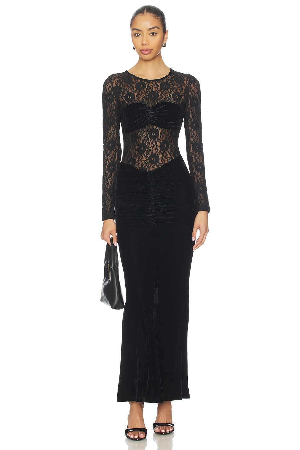 Helenie Velour Lace Maxi Dress