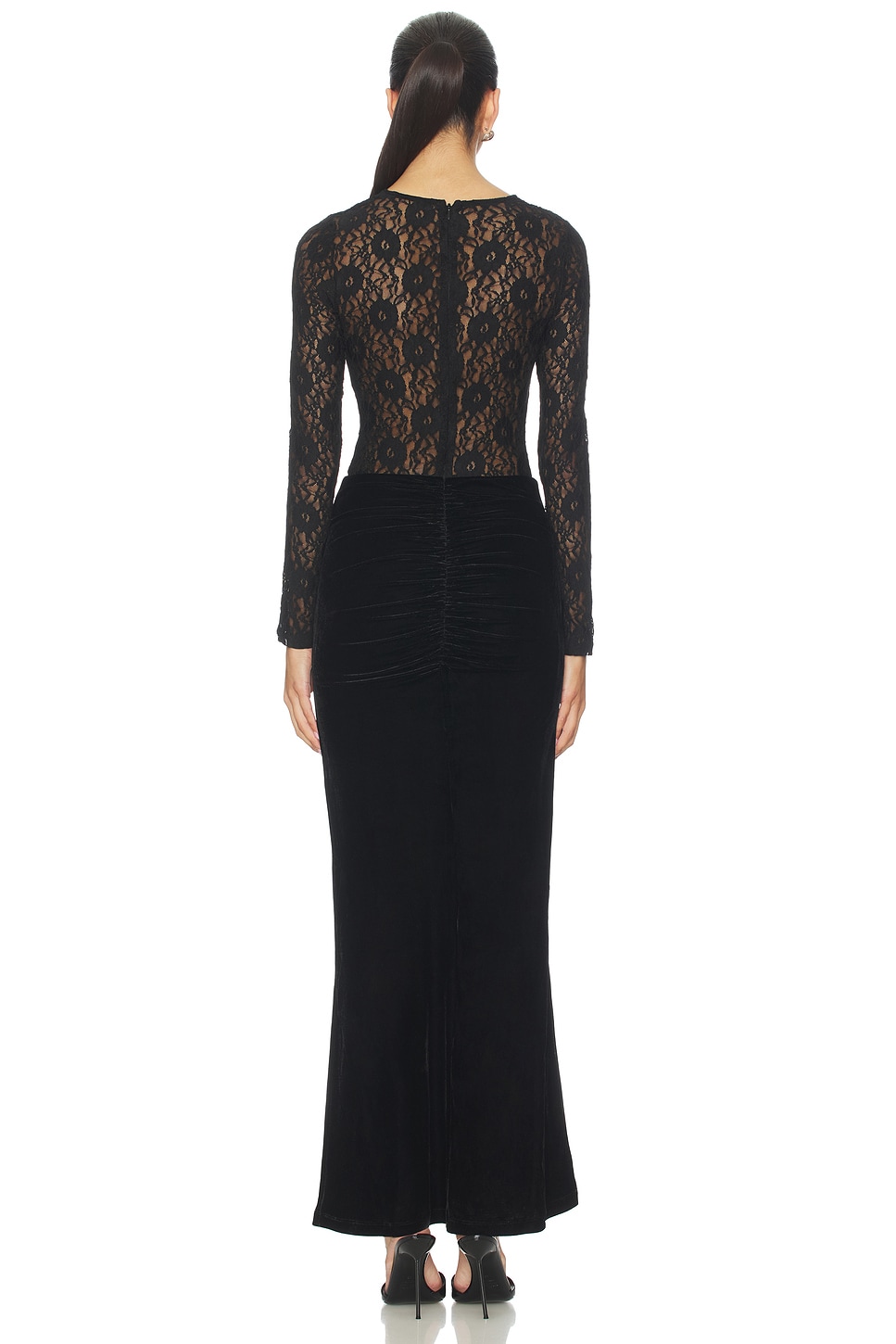Helenie Velour Lace Maxi Dress