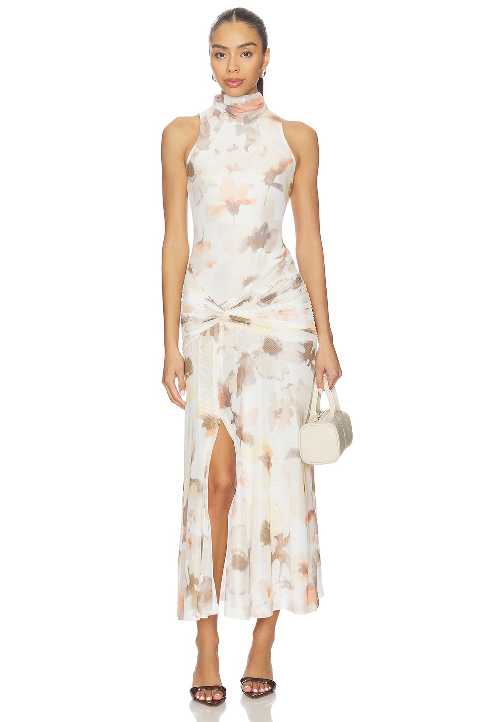 Bardot Leanna Mesh Midi Dress in Ivory Floral | REVOLVE