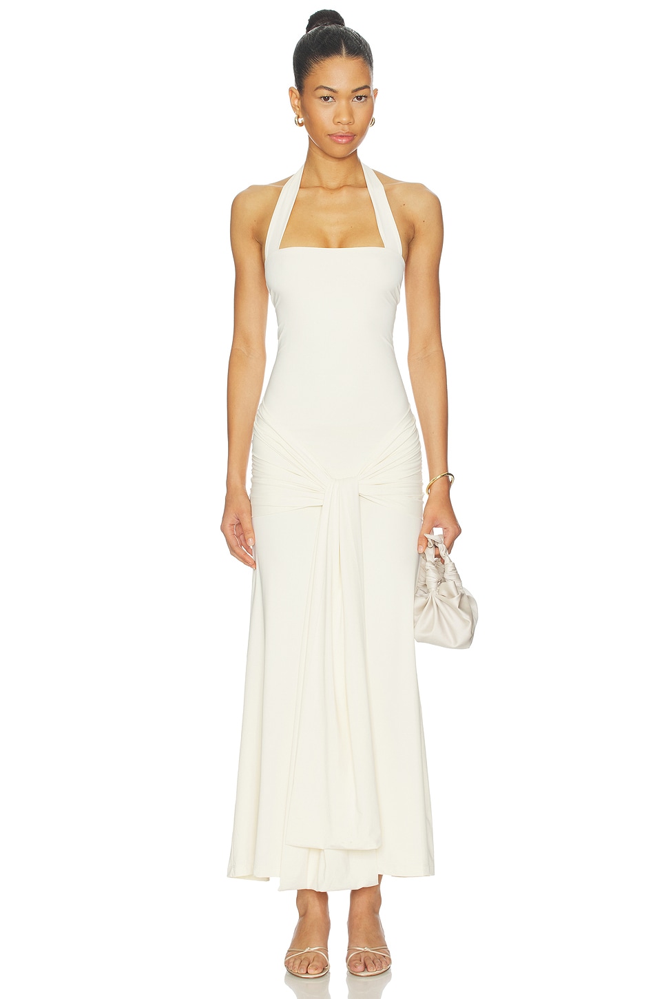 tie halter dress Green Halter Tie Maxi Dress