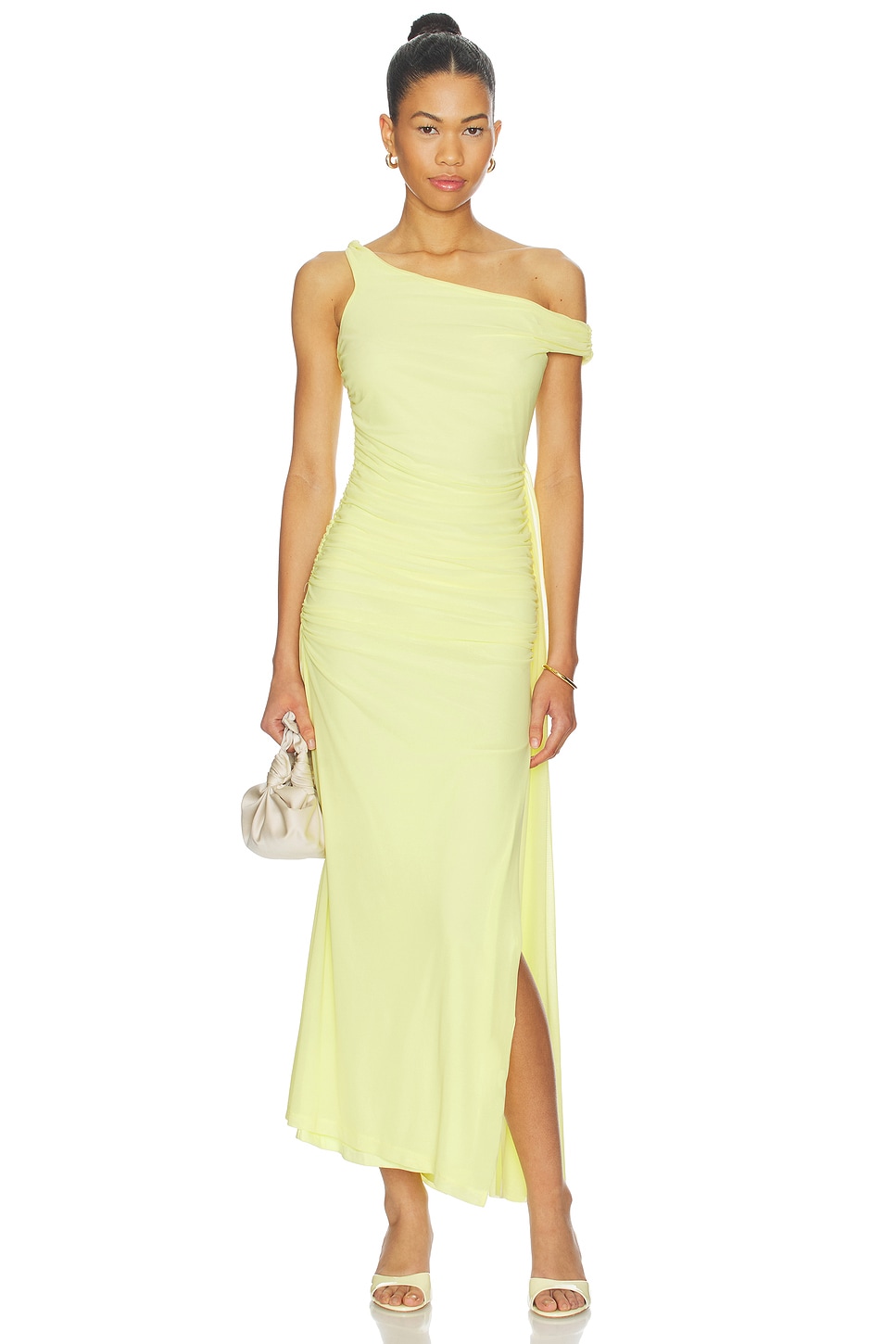yellow bardot maxi dress boohoo Women's Ruched Bardot Fluid Maxi Dress in Lemon