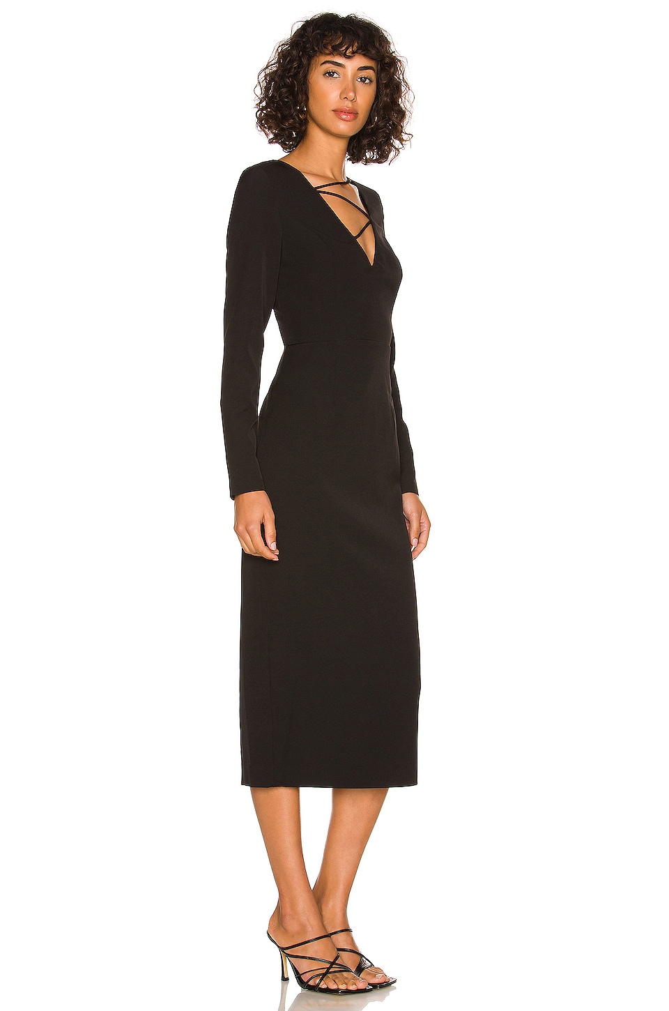 Marianna V Neck Midi Dress Black main image 1