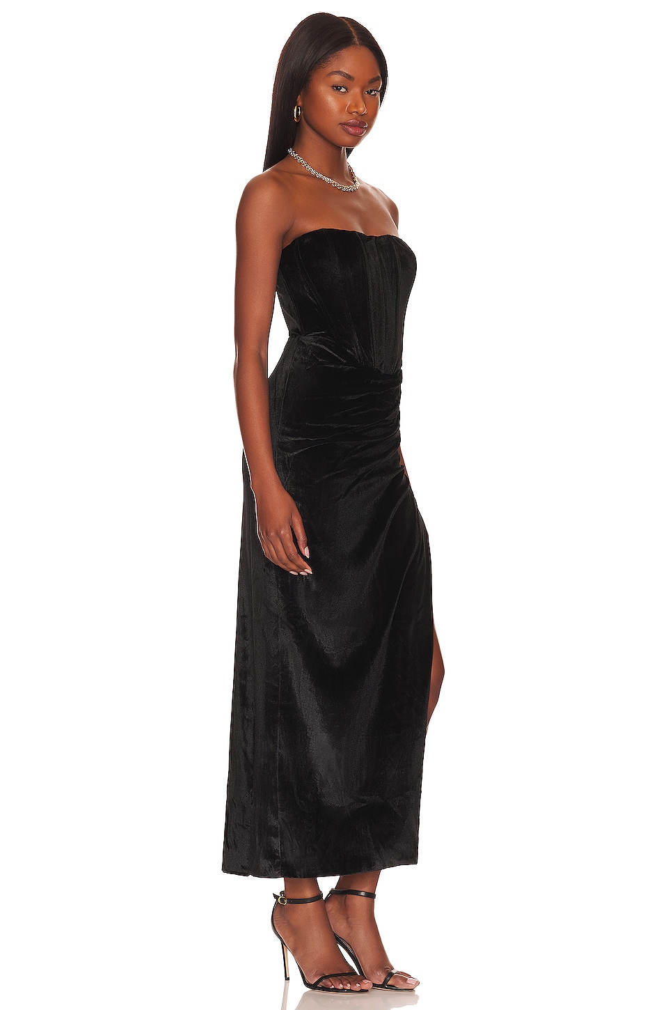 BARDOT Everlasting Velour Midi Dress thumbnail
