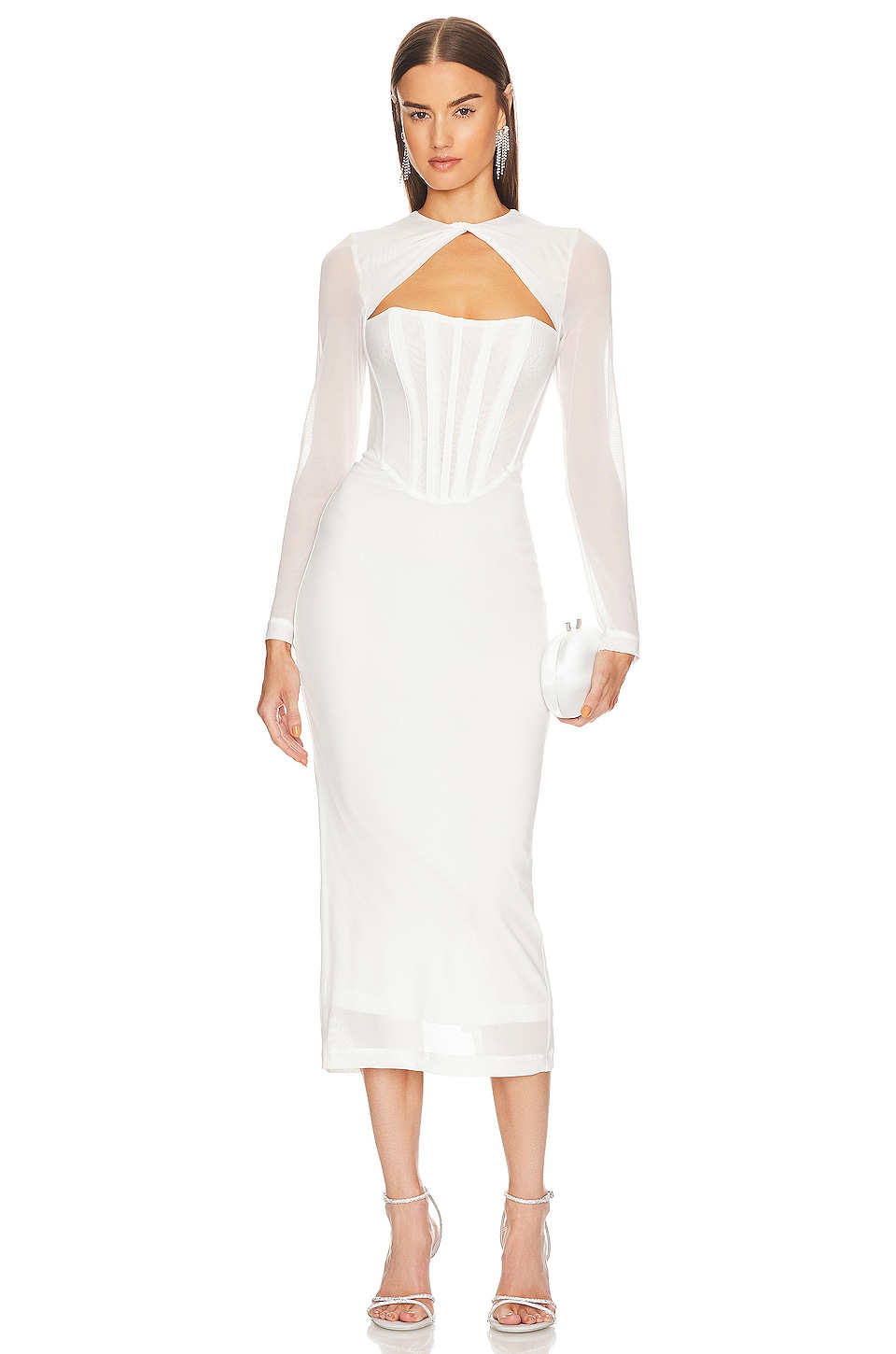 Bardot Ramona Corset Mesh Dress in Orchid White | REVOLVE
