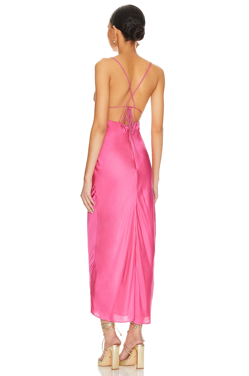 Bardot Lucia Midi Slip Dress in Hot Pink REVOLVE