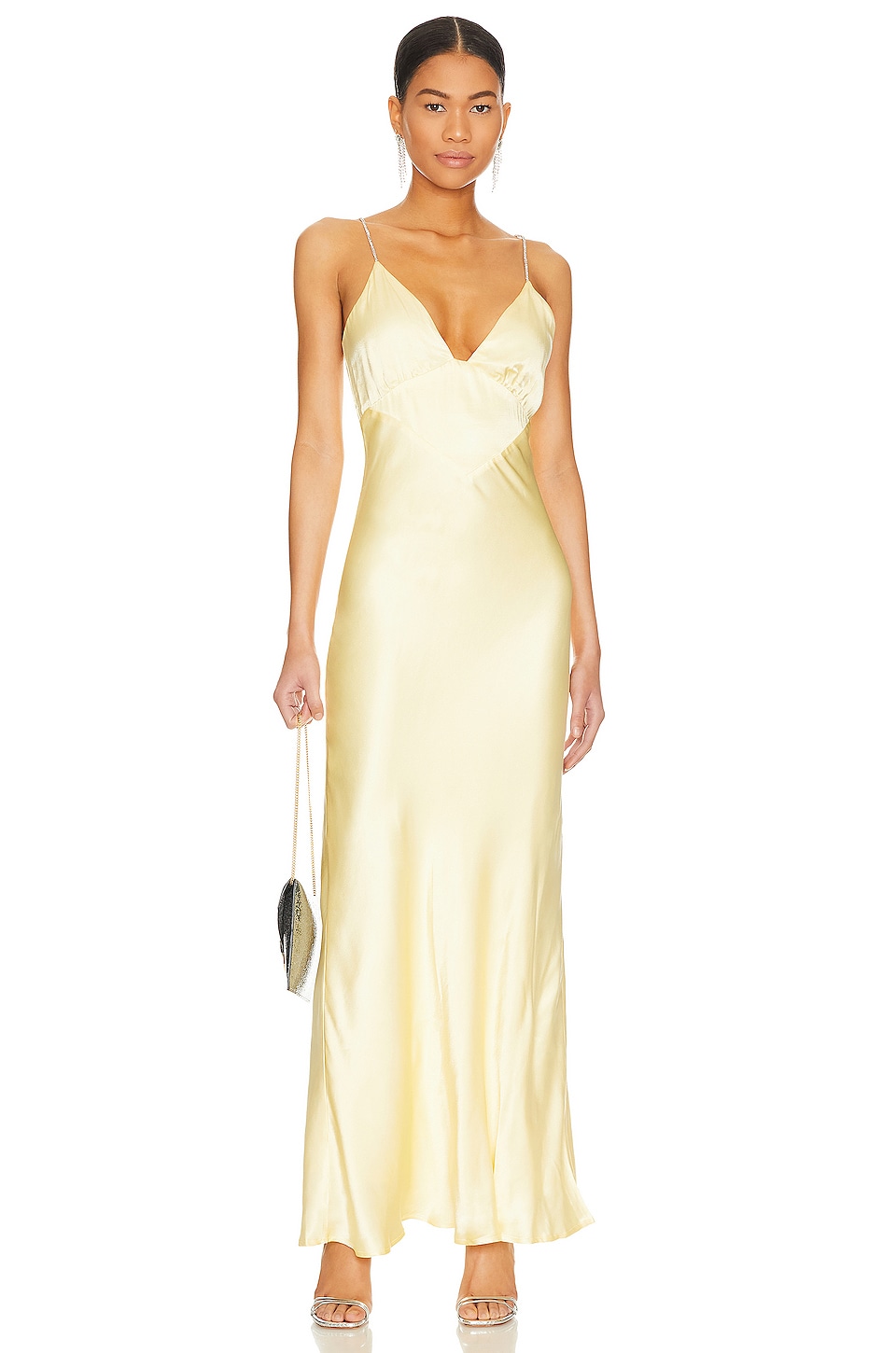 Bardot Capri Diamonte Slip Dress in Canary Yellow | REVOLVE
