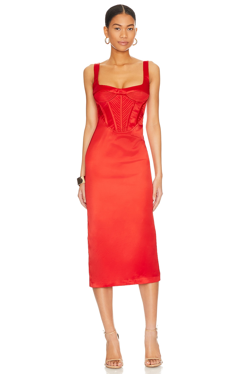 Bardot Amalfi Maxi Slip Dress in Fire Red