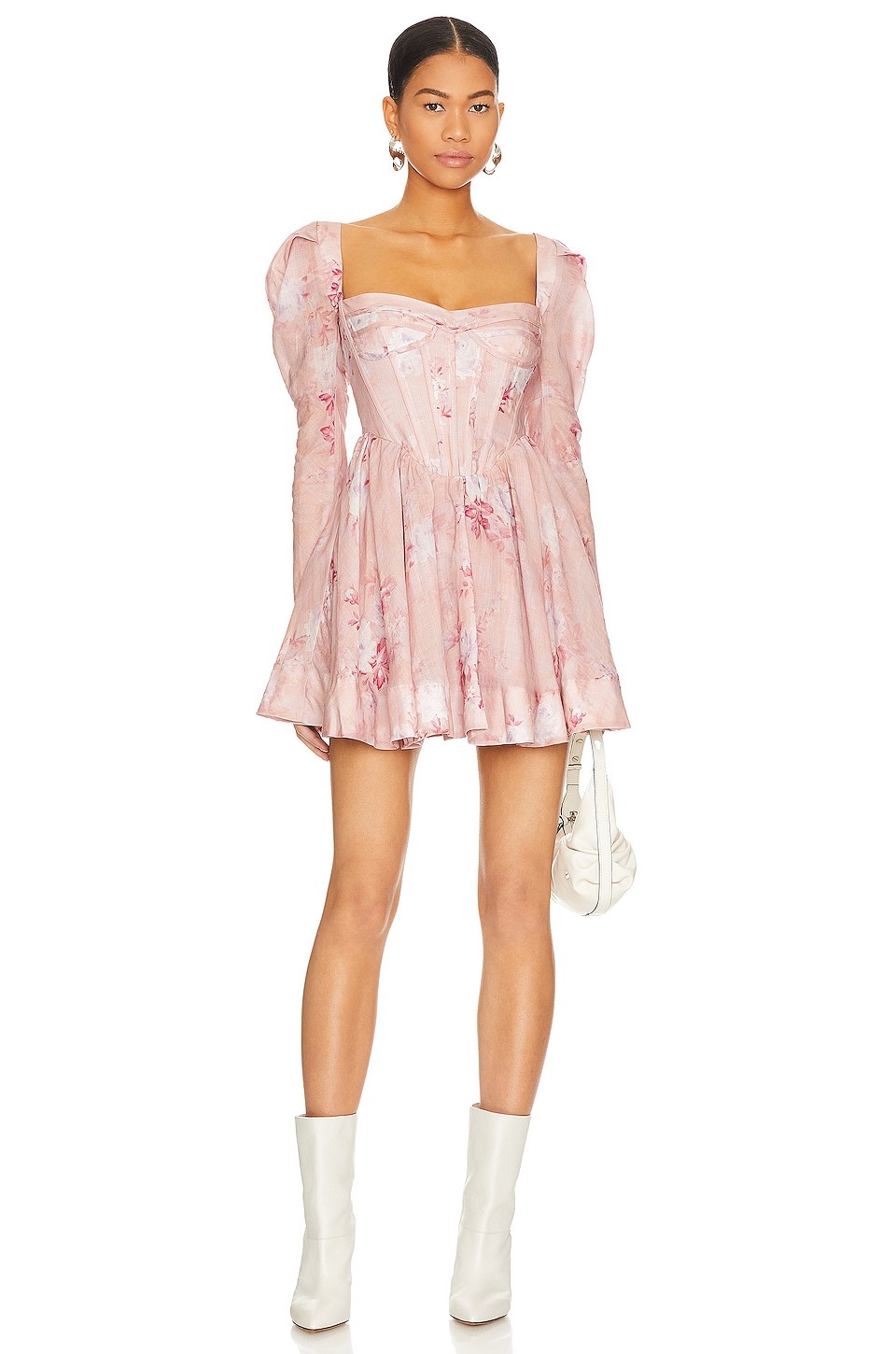 Image 1 of Evermore Floral Mini Dress in Soft Pink Floral
