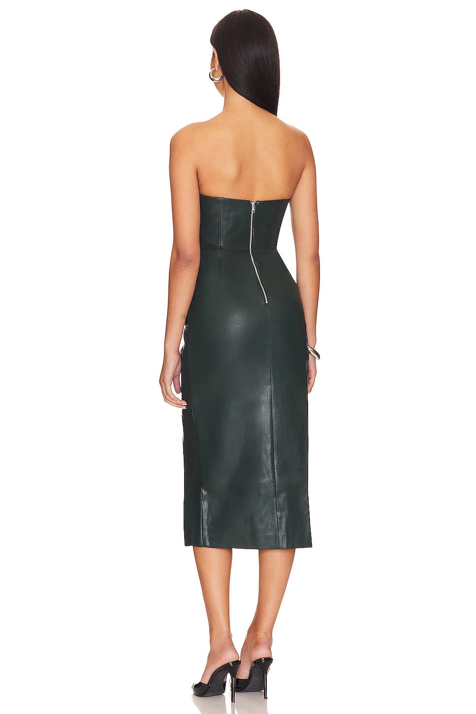 green emerald velvet dress Black Faux Leather Bardot Biker Dress main image 0