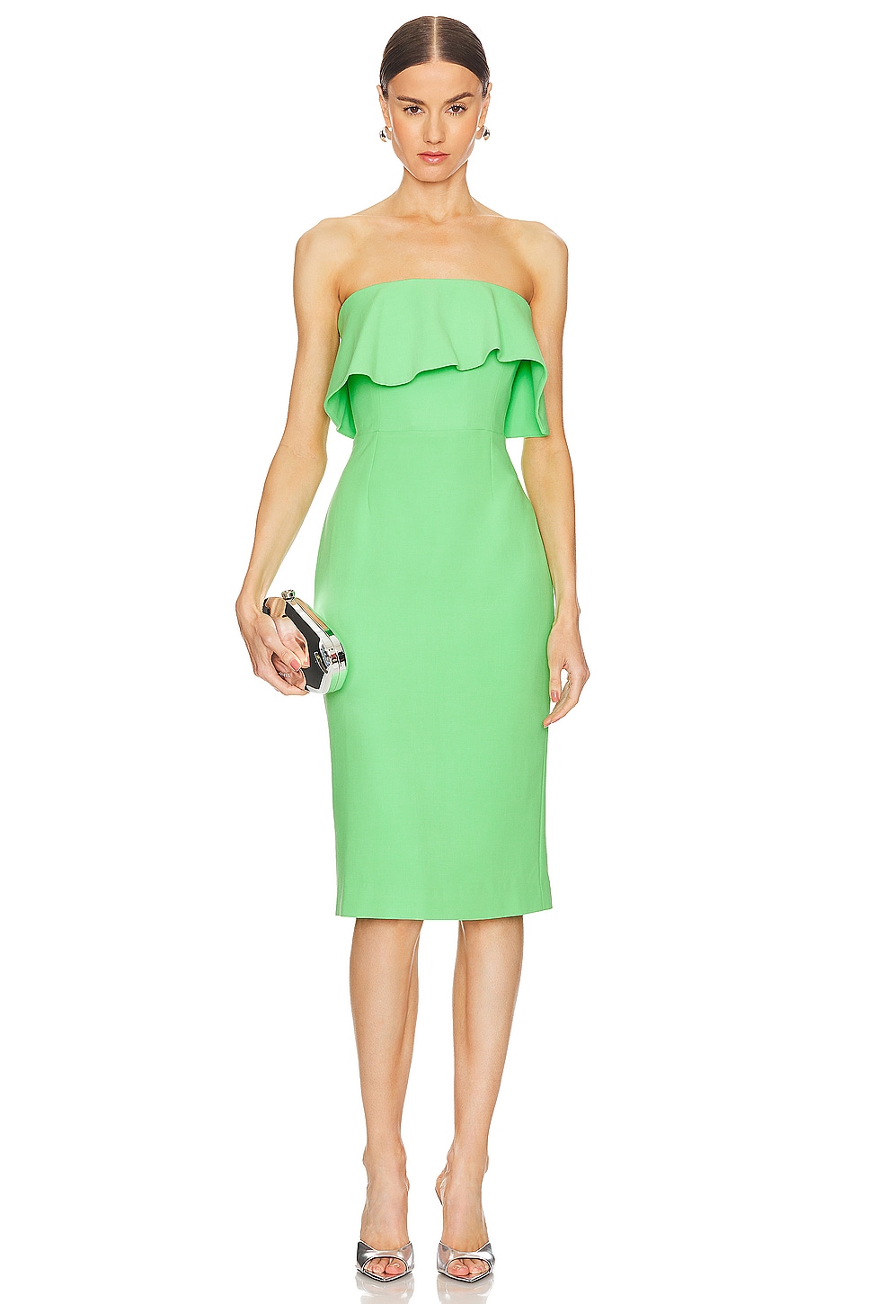 Green dress fashion bardot