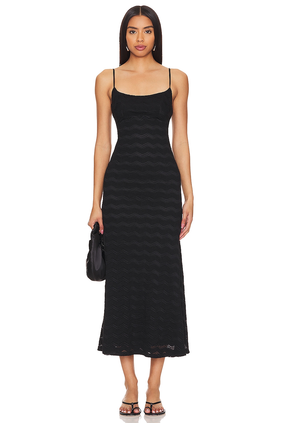 Bardot Adoni Zig Zag Midi Dress in Black | REVOLVE