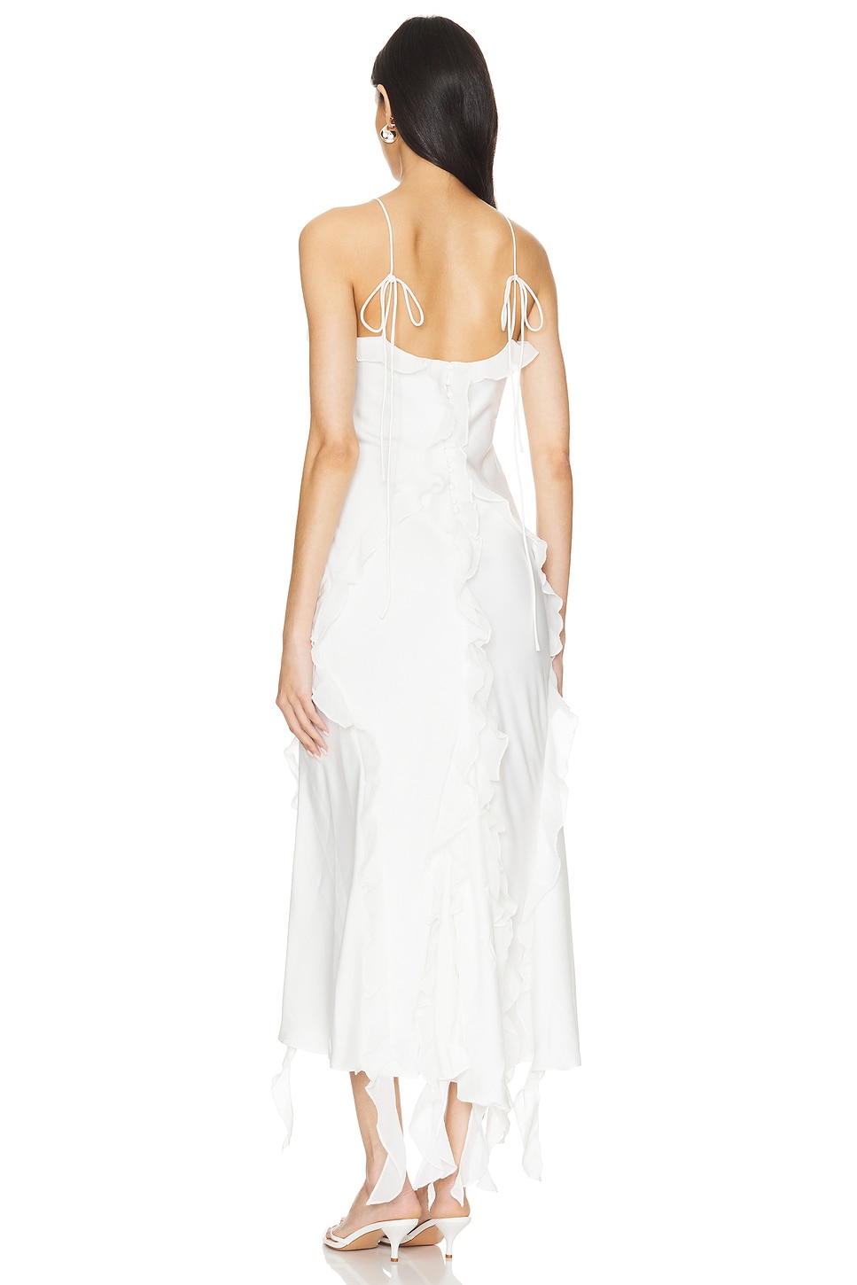 Bardot Marsella Ruffle Midi Dress in Orchid White | REVOLVE
