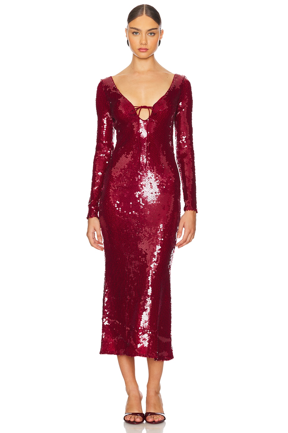 Bardot Verona Sequin Maxi Dress in Burgundy REVOLVE