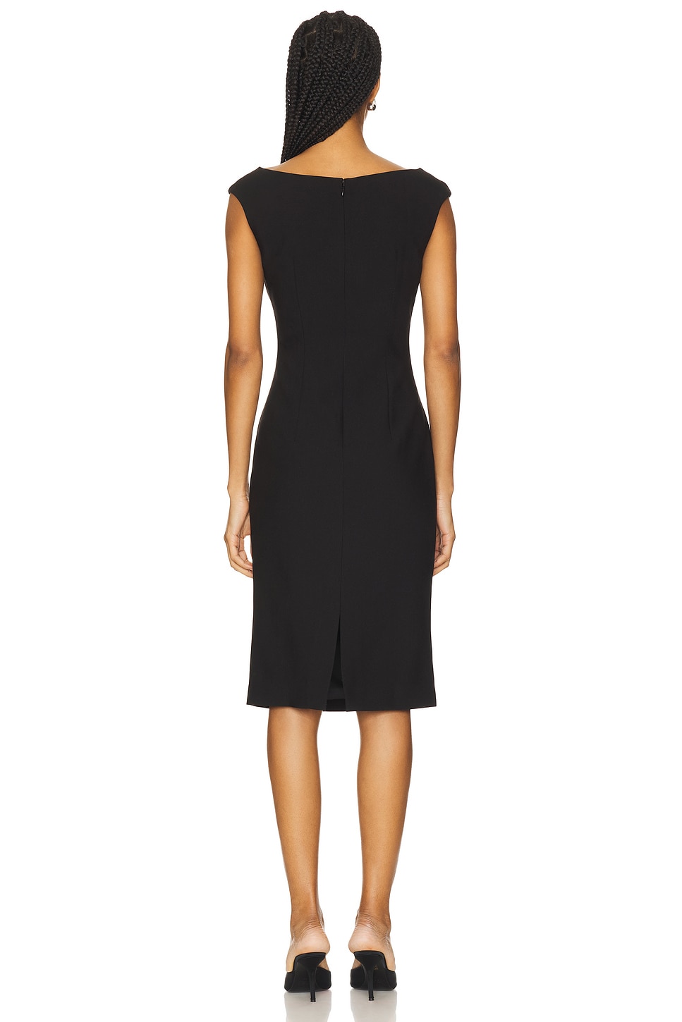 black fitted midi dress Ivy Fitted Midi Dress in Black