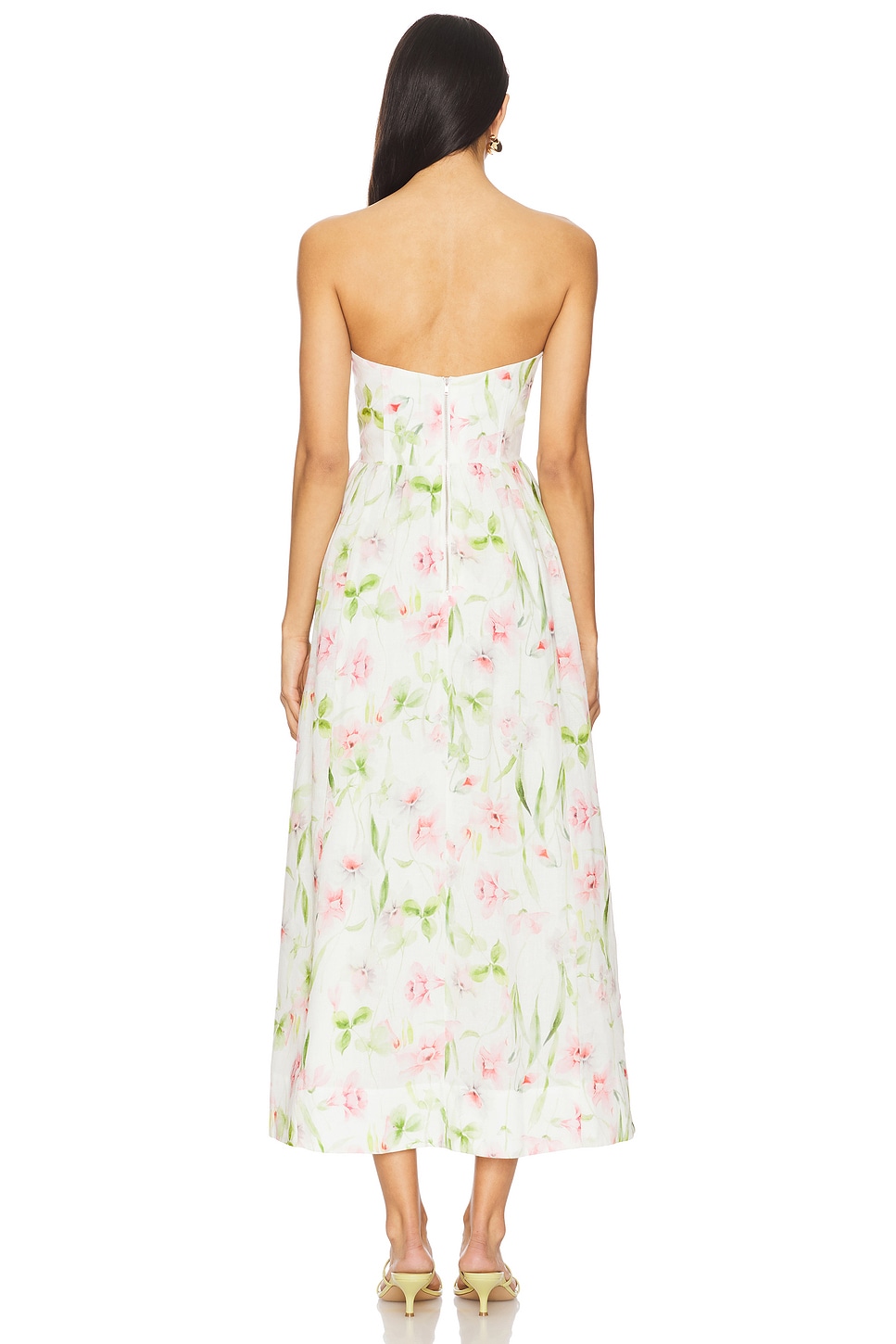 knee length dresses for ladies Marine Layer Lola Midi Dress Warm Floral / M