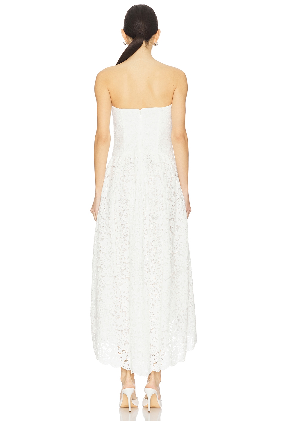 chinese dress ladies Bardot Karoline Lace Hourglass Dress in Orchid White  TrenLend