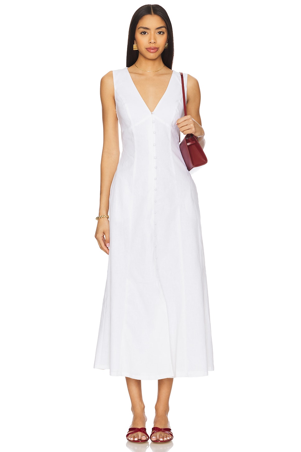 x REVOLVE Cordelia Linen Midi Dress