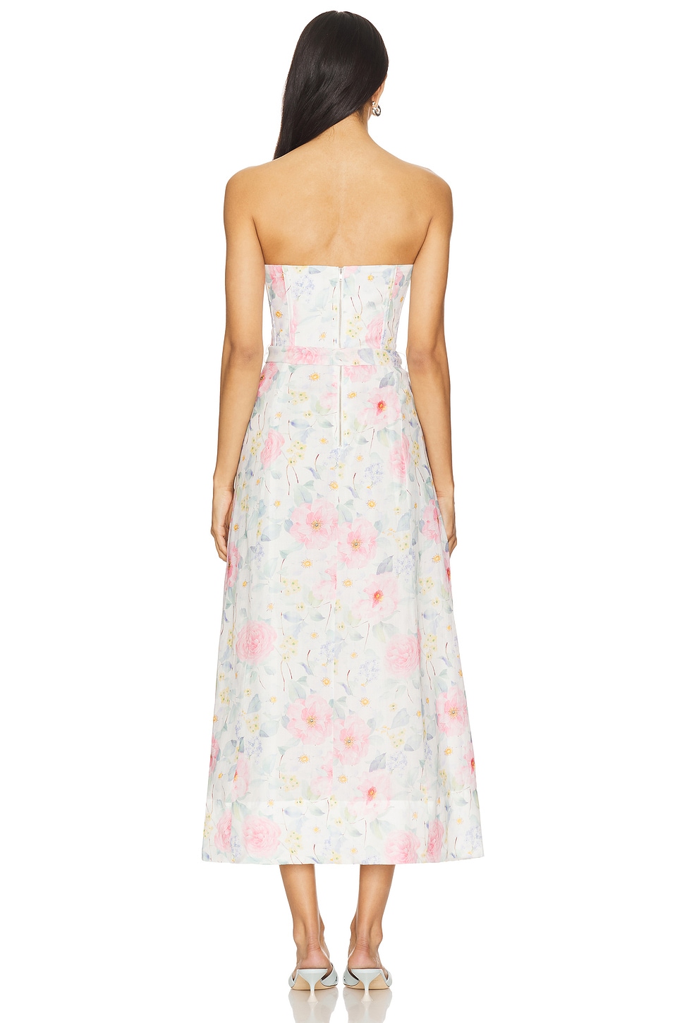 Bardot Floral Printed Tie Midi Dress in Summer White Floral | REVOLVE