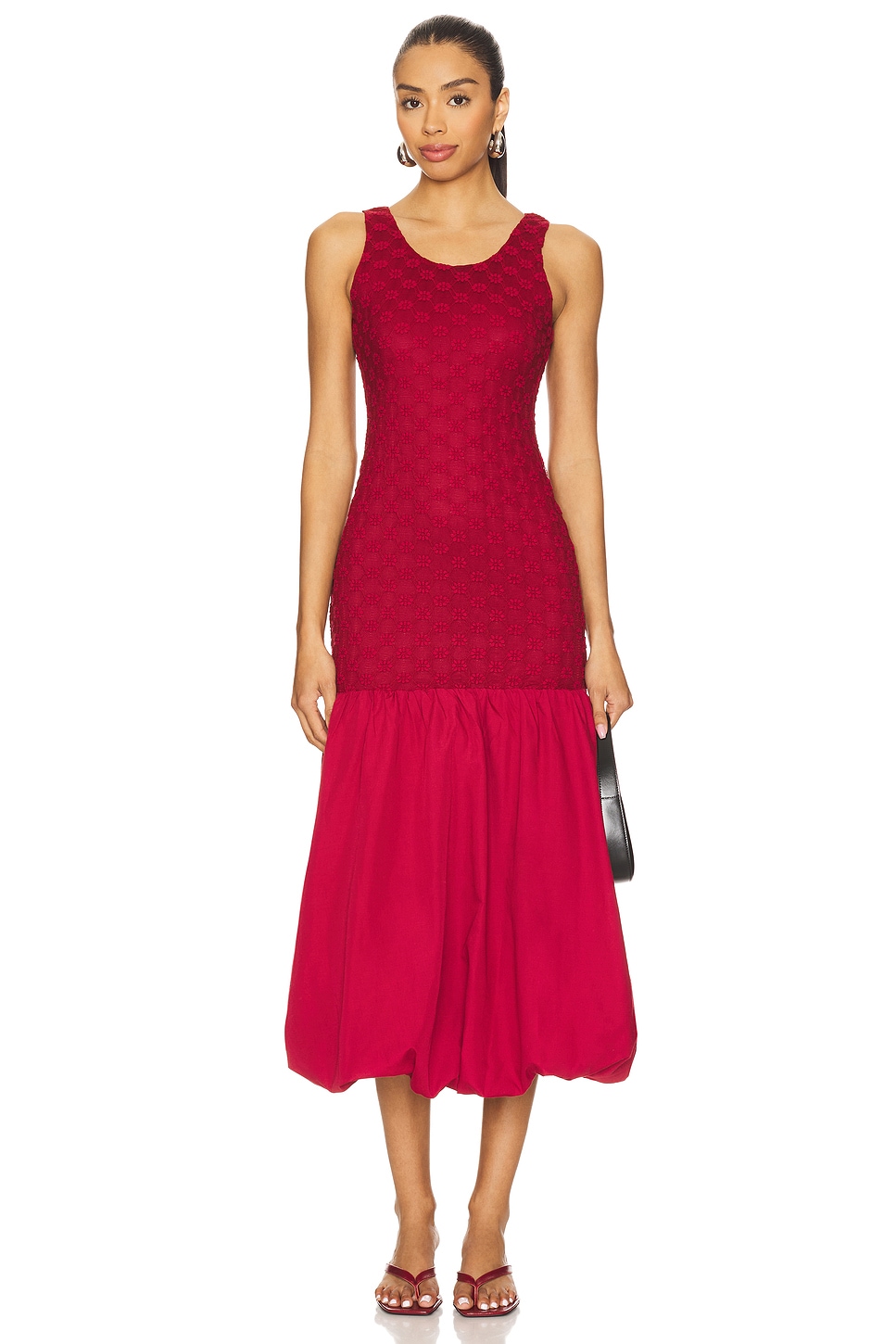 Bardot x REVOLVE Melody Lace Poplin Maxi Dress in Burgundy | REVOLVE